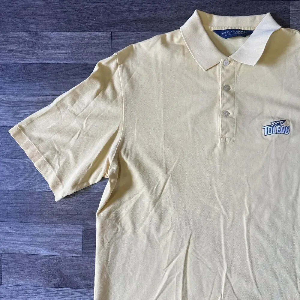 Polo Golf Ralph Lauren Polo Shirt Men’s Medium Solid Yellow Pony Logo Toledo